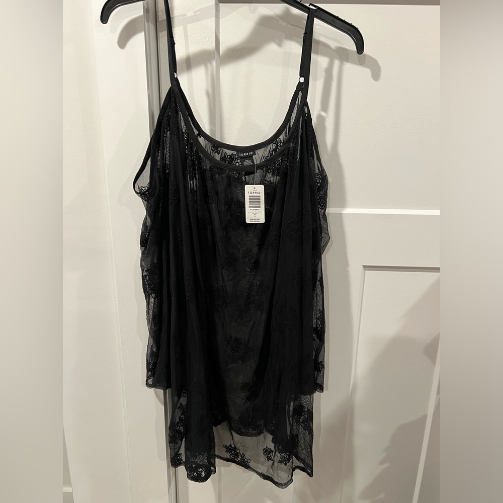 Torrid Black Lace Overlay Blouse